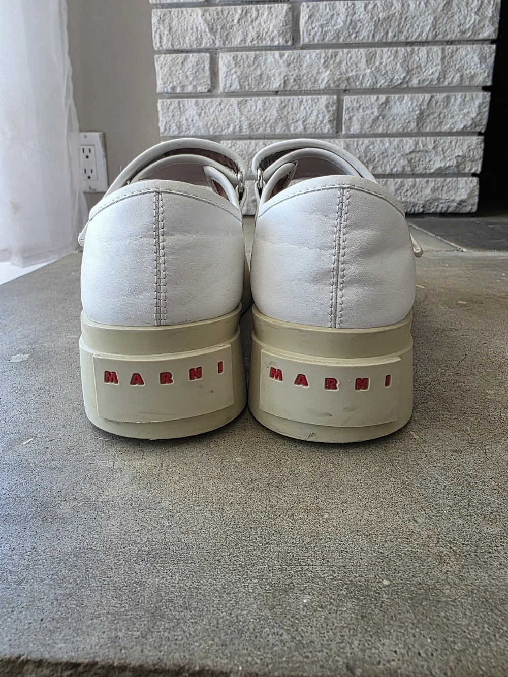 Marni White and Cream Platform Mary-Jane Sneakers - Picture 4 of 9